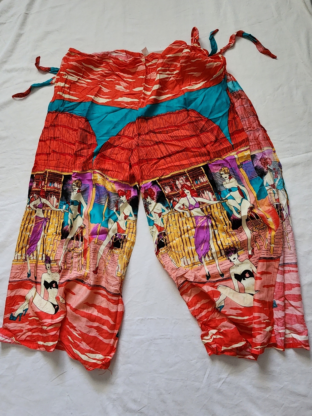 Women's Red & Turquoise Beach Cover-Up Pants